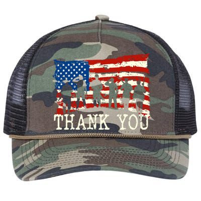 American Flag Thank You Veterans Proud Veteran Retro Rope Trucker Hat Cap