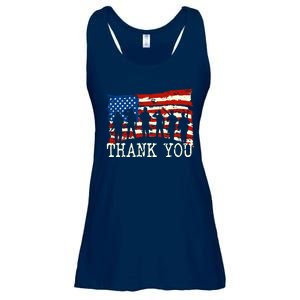 American Flag Thank You Veterans Proud Veteran Ladies Essential Flowy Tank