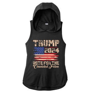 American Flag Trump 2024 IM Voting For The Convicted Felon Ladies PosiCharge Tri-Blend Wicking Draft Hoodie Tank