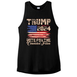 American Flag Trump 2024 IM Voting For The Convicted Felon Ladies PosiCharge Tri-Blend Wicking Tank