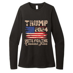 American Flag Trump 2024 IM Voting For The Convicted Felon Womens CVC Long Sleeve Shirt