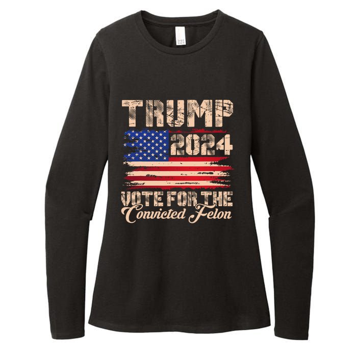 American Flag Trump 2024 IM Voting For The Convicted Felon Womens CVC Long Sleeve Shirt