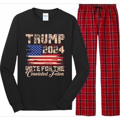 American Flag Trump 2024 IM Voting For The Convicted Felon Long Sleeve Pajama Set