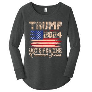 American Flag Trump 2024 IM Voting For The Convicted Felon Women's Perfect Tri Tunic Long Sleeve Shirt