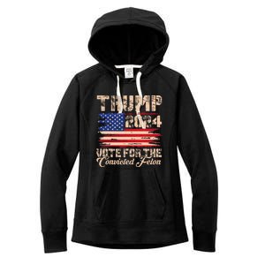 American Flag Trump 2024 IM Voting For The Convicted Felon Women's Fleece Hoodie