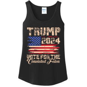 American Flag Trump 2024 IM Voting For The Convicted Felon Ladies Essential Tank