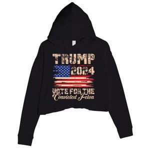 American Flag Trump 2024 IM Voting For The Convicted Felon Crop Fleece Hoodie