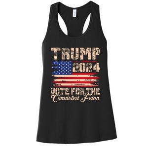 American Flag Trump 2024 IM Voting For The Convicted Felon Women's Racerback Tank