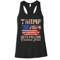 American Flag Trump 2024 IM Voting For The Convicted Felon Women's Racerback Tank