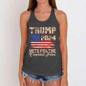 American Flag Trump 2024 IM Voting For The Convicted Felon Women's Knotted Racerback Tank