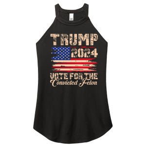 American Flag Trump 2024 IM Voting For The Convicted Felon Women's Perfect Tri Rocker Tank