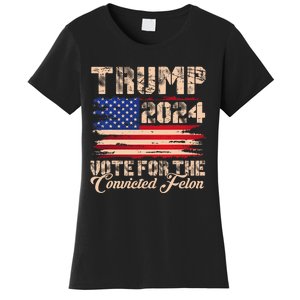 American Flag Trump 2024 IM Voting For The Convicted Felon Women's T-Shirt