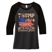 American Flag Trump 2024 IM Voting For The Convicted Felon Women's Tri-Blend 3/4-Sleeve Raglan Shirt