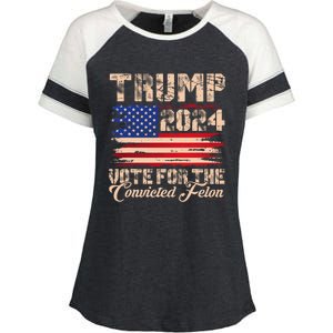 American Flag Trump 2024 IM Voting For The Convicted Felon Enza Ladies Jersey Colorblock Tee