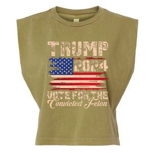 American Flag Trump 2024 IM Voting For The Convicted Felon Garment-Dyed Women's Muscle Tee