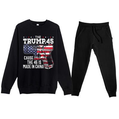 American Flag The Trump 45 Premium Crewneck Sweatsuit Set