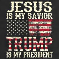 American Flag Tee Jesus Is My Savior Trump Is My President Cool Comfort Performance Bucket Hat