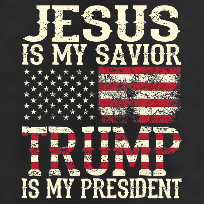 American Flag Tee Jesus Is My Savior Trump Is My President Cool Comfort Performance Bucket Hat
