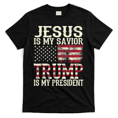 American Flag Tee Jesus Is My Savior Trump Is My President T-Shirt