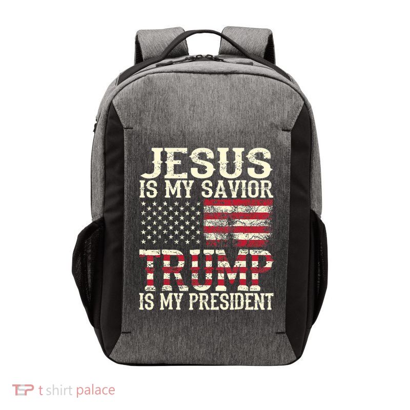 American Flag Tee Jesus Is My Savior Trump Is My President Vector Backpack