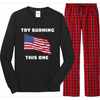 American Flag Try Burning This One Long Sleeve Pajama Set