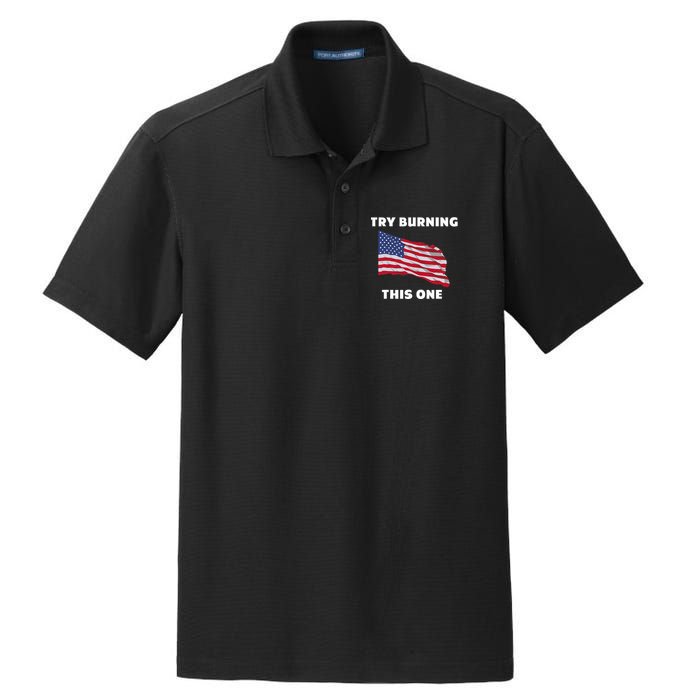 American Flag Try Burning This One Dry Zone Grid Polo