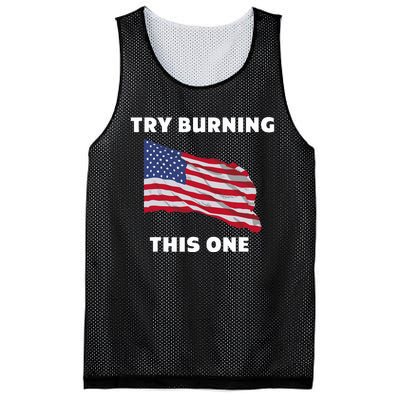 American Flag Try Burning This One Mesh Reversible Basketball Jersey Tank