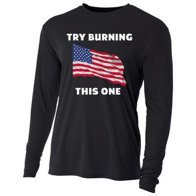 American Flag Try Burning This One Cooling Performance Long Sleeve Crew