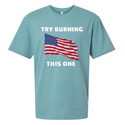 American Flag Try Burning This One Sueded Cloud Jersey T-Shirt