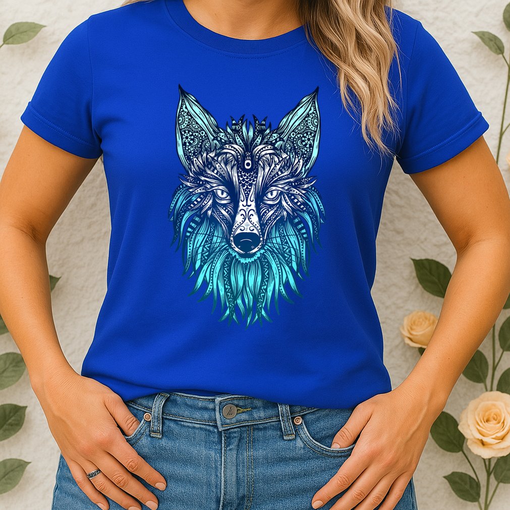 Arctic Fox Tribal Face Ornaments Antarctica Animal Fox Womens T-Shirt
