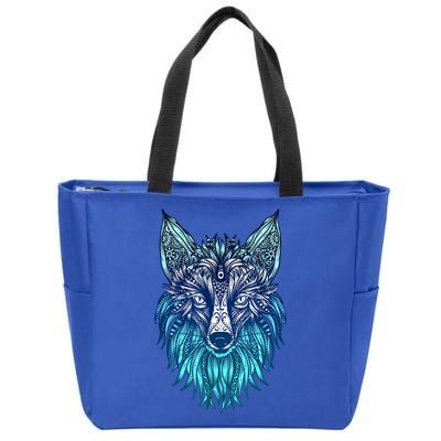 Arctic Fox Tribal Face Ornaments Antarctica Animal Fox Zip Tote Bag