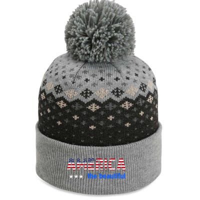 America Flag The Beatiful . The Baniff Cuffed Pom Beanie