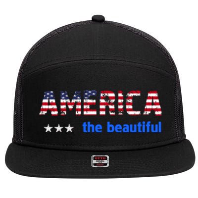 America Flag The Beatiful . 7 Panel Mesh Trucker Snapback Hat