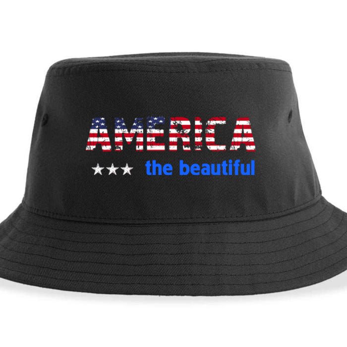 America Flag The Beatiful . Sustainable Bucket Hat