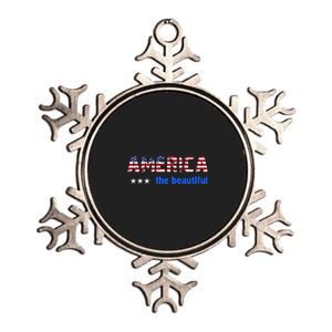 America Flag The Beatiful . Metallic Star Ornament