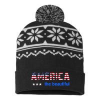 America Flag The Beatiful . USA-Made Snowflake Beanie