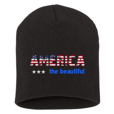 America Flag The Beatiful . Short Acrylic Beanie