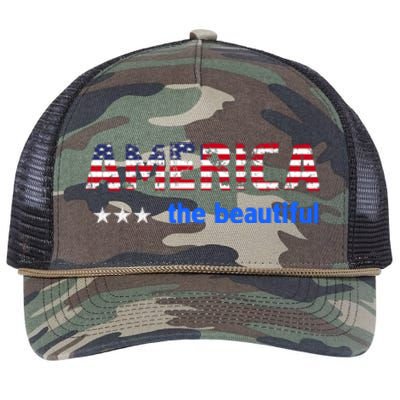 America Flag The Beatiful . Retro Rope Trucker Hat Cap