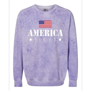 America First Trump 2024 America First 4th July Day Colorblast Crewneck Sweatshirt