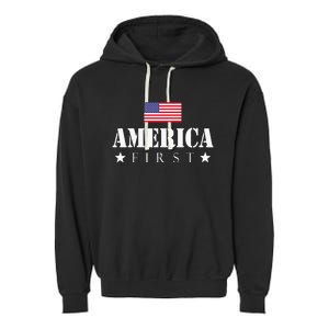 America First Trump 2024 America First 4th July Day Garment-Dyed Fleece Hoodie