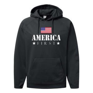 America First Trump 2024 America First 4th July Day Performance Fleece Hoodie