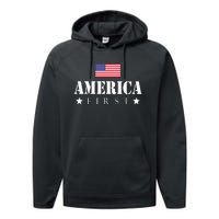 America First Trump 2024 America First 4th July Day Performance Fleece Hoodie