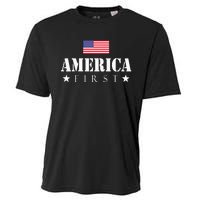 America First Trump 2024 America First 4th July Day Cooling Performance Crew T-Shirt