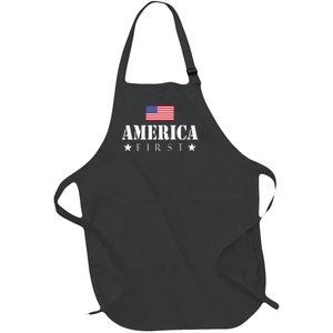 America First Trump 2024 America First 4th July Day Full-Length Apron With Pockets