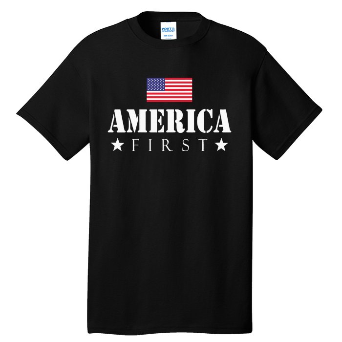 America First Trump 2024 America First 4th July Day Tall T-Shirt