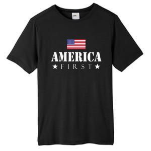 America First Trump 2024 America First 4th July Day Tall Fusion ChromaSoft Performance T-Shirt