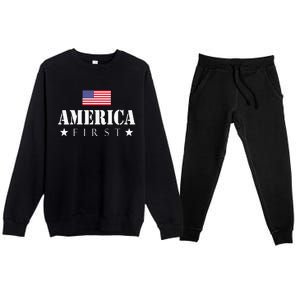 America First Trump 2024 America First 4th July Day Premium Crewneck Sweatsuit Set