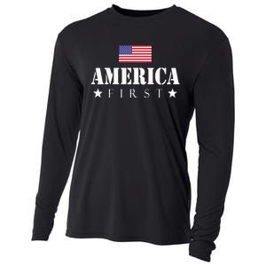 America First Trump 2024 America First 4th July Day Cooling Performance Long Sleeve Crew