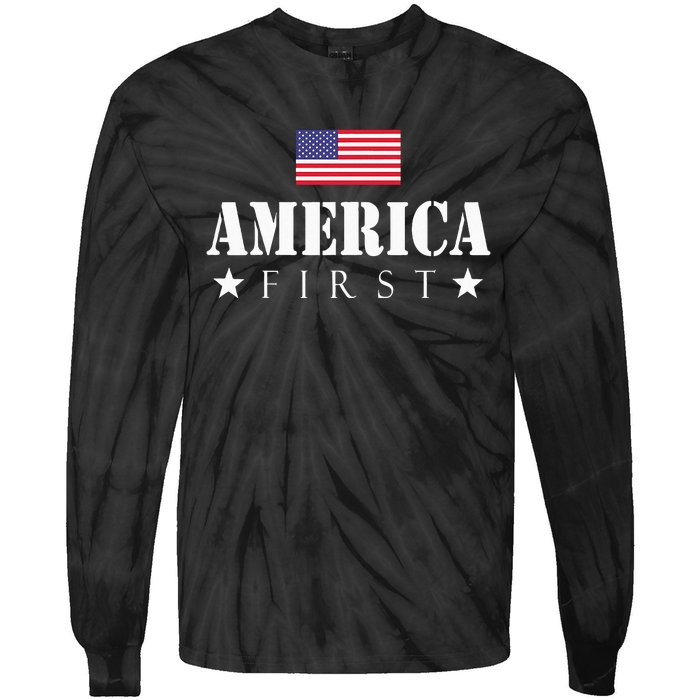 America First Trump 2024 America First 4th July Day Tie-Dye Long Sleeve Shirt