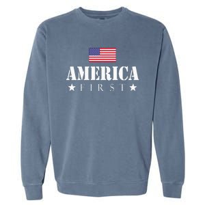 America First Trump 2024 America First 4th July Day Garment-Dyed Sweatshirt